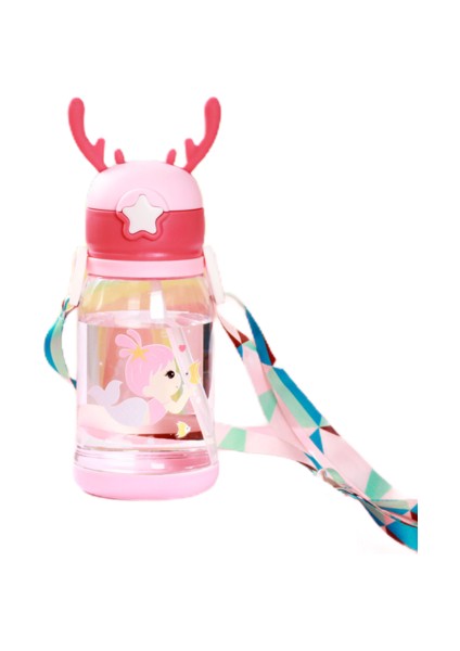 600ML/700ML Boynuzlu Plastik Bardaklar ve Pipetler ile Pipetler, Kayışlarla Açık Bardaklar Için Uygun Büyük Kapasite Portatif Kapasite (Yurt Dışından)