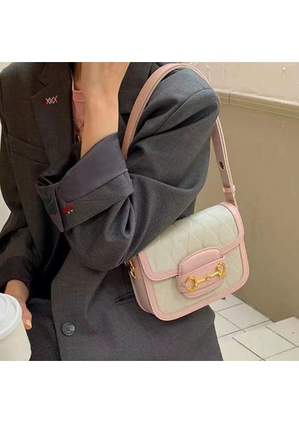 Renk Bloket Yüksek Doku Eyer Çantası, Moda Koltuklu Çanta, Omuz Çantası, Crossbody Çanta (Yurt Dışından)