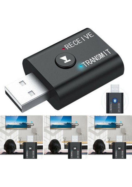 USB Bluetooth 5.0 2-In-1 Araba Müzik Alıcısı Bilgisayar Dizüstü Tv Bluetooth Adaptörü (Yurt Dışından)