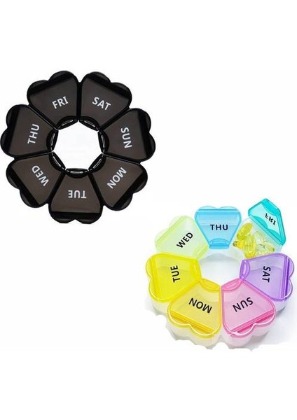 2pcs Yaratıcı 7 Bölmeli Taşınabilir Tek Haftalık Ilaç Kutusu, Çiçek Şeklindeki Hap Ilaç Kutusu Küçük Kutuya Bölünmüş (Yurt Dışından)