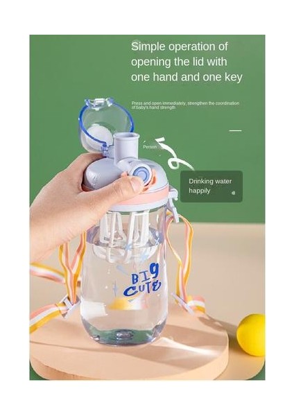 Ilkokul Öğrencileri Için Uygun Karikatür Desenli 650ML Su Bardağı Taşınabilir Sızdırılabilir Sızdırmaz ve Samanlı Düşüşe Dayanıklı Su Fincanı (Yurt Dışından)