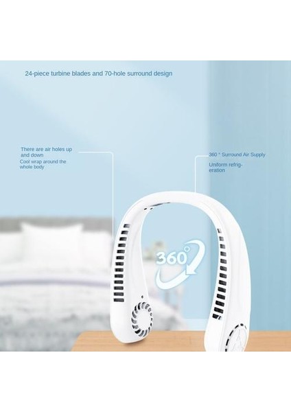 Taşınabilir Şarj Açık Kamp Boyun Fan, USB Taşınabilir Spor Sessiz Küçük Fan (Yurt Dışından)