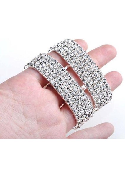 Tam Kristal Rhinestone Elastik Bilezik, Bileklik Bling Bileklik (8 Satır Gümüş) (Yurt Dışından) fiyatları