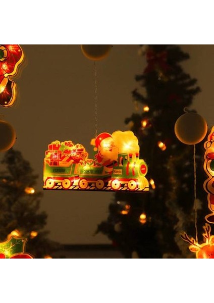 LED Noel Pencere Etiketi Işıkları, Santa Elk Bells Noel Ağacı Festival Dekorasyon Işıkları (Yurt Dışından)