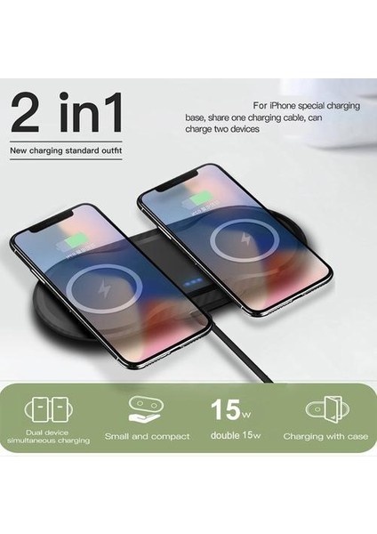 30 W Çift Koltuk Qi Kablosuz Şarj 2 In 1 Hızlı Şarj Pedi Masaüstü Şarj Iphone 12 11 Pro Xs Max Xr x Samsung S20 S21 | Kablosuz Şarj (Yurt Dışından)