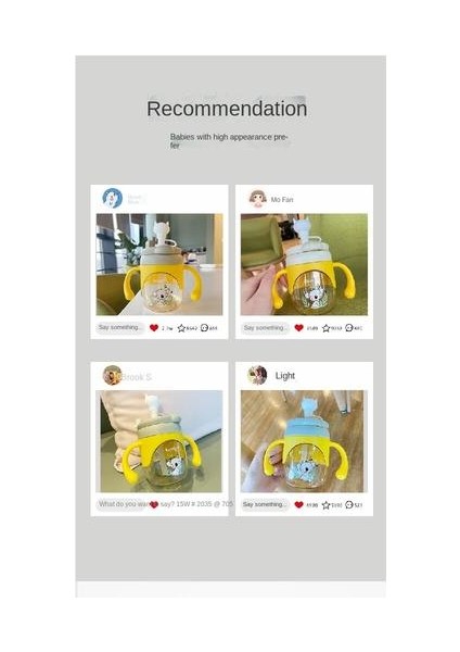 260ML Su Kupası, Saman ve Ölçekli, Bebek Içmeyi Öğrenmeye ve Ev Anti-Çift Su Bardağı Için Uygun (Yurt Dışından) indirimleri