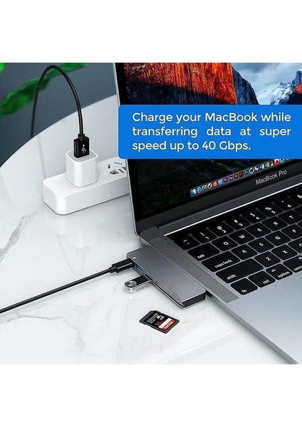 Macbook Pro/air 2020 2019 2018 ile Uyumlu USB C Hub Adaptörü, 3 USB 3.0 Bağlantı Noktalı Macbook Pro 13 ve 15 ile Uyumlu 6 In 1 Usb-C Aksesuarları, (Yurt Dışından)