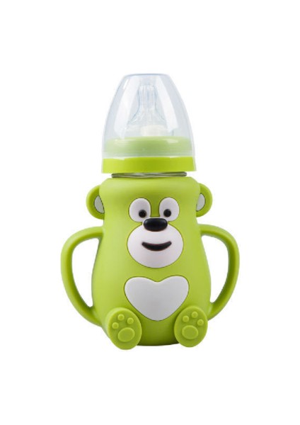 150ML/240ML Bebek Emzik Şişesi, Geniş Ağız Silikon Kılıf Anti-Fall Cam Şişe Saplı (Yurt Dışından)