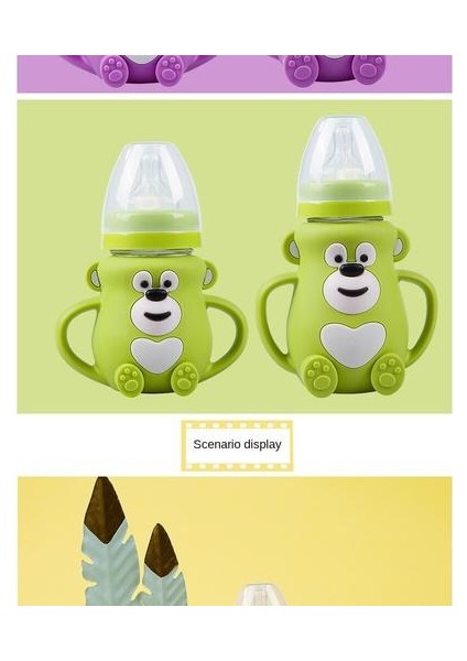 150ML/240ML Bebek Emzik Şişesi, Geniş Ağız Silikon Kılıf Anti-Fall Cam Şişe Saplı (Yurt Dışından) modelleri