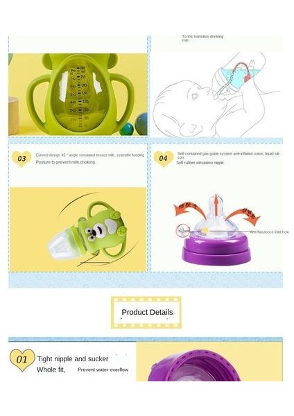150ML/240ML Bebek Emzik Şişesi, Geniş Ağız Silikon Kılıf Anti-Fall Cam Şişe Saplı (Yurt Dışından) fırsatları