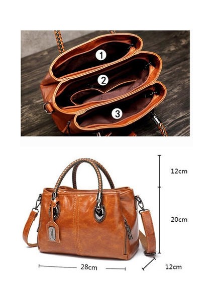 Kadınlar Bir Omuz Crossbody Çantası, Örgülü Deri Büyük Kapasite Üç Katman (Yurt Dışından) fiyatları