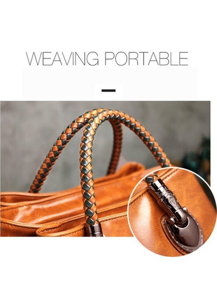 Kadınlar Bir Omuz Crossbody Çantası, Örgülü Deri Büyük Kapasite Üç Katman (Yurt Dışından) fırsatları