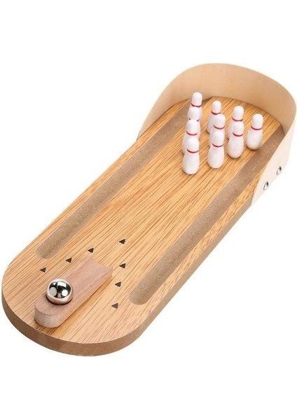 Masaüstü Mini Bowling Oyunu Seti Ahşap Tahta Oyunları Parmak Spor Oyuncakları (Yurt Dışından) fiyatları