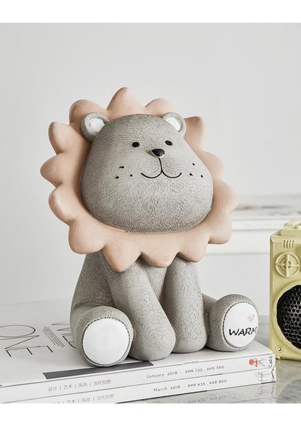 Karikatür Kumbara Lion Aslan Modeli Hayvan Heykeli Para Kutusu Coin Bankası Yatak Odası Ev Dekorasyon | Para Kutuları (Kahverengi) (13 * 12 * 17)) (Yurt Dışından)
