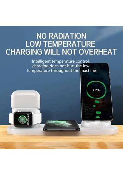 10 W Qi Kablosuz Şarj Istasyonu 6 In 1 iPhone Için Micro USB Tipi C Standı Telefon Şarj Apple Izle Şarj | Kablosuz Şarj (Yurt Dışından)