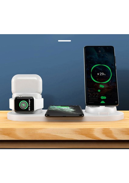 10 W Qi Kablosuz Şarj Istasyonu 6 In 1 iPhone Için Micro USB Tipi C Standı Telefon Şarj Apple Izle Şarj | Kablosuz Şarj (Yurt Dışından)