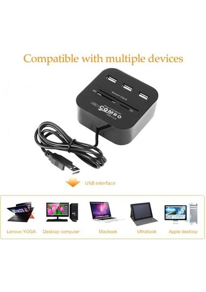 Tüm 1 USB Sım Akıllı Kart Okuyucu Banka Kartı Ic / Id Emv Sd Tf 3usb Hub Mmc Usb-Ccıd Iso 7816 Cacdnıeatm Ic Sımsdtf (Yurt Dışından)