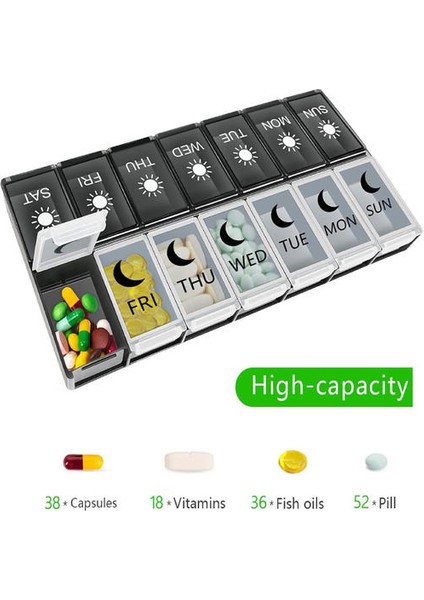 14 Bölüm Hap Kutusu Bir Hafta, Vitamin Sağlığı Ürünleri Için Depolama Kutusu, 7 Gün Için Uygun Hap Kutusu (Yurt Dışından)