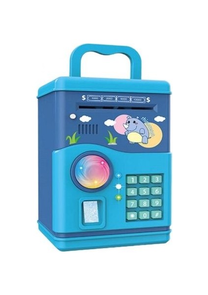 Kumbara Para Kutusu Kart Simüle Parmak Izi Tanıma Atm Makinesi Şifre Kutusu Güvenli Çocuk Oyuncak Ses Yayını (20 * 14 * 12 Cm) (Yurt Dışından)