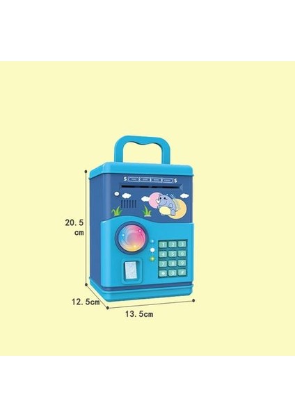 Kumbara Para Kutusu Kart Simüle Parmak Izi Tanıma Atm Makinesi Şifre Kutusu Güvenli Çocuk Oyuncak Ses Yayını (20 * 14 * 12 Cm) (Yurt Dışından)