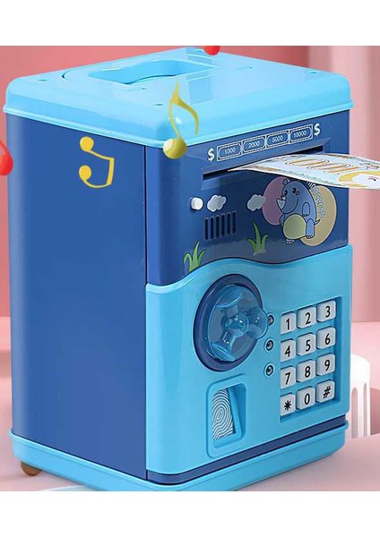 Kumbara Para Kutusu Kart Simüle Parmak Izi Tanıma Atm Makinesi Şifre Kutusu Güvenli Çocuk Oyuncak Ses Yayını (20 * 14 * 12 Cm) (Yurt Dışından)
