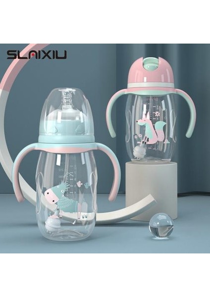 240 ml Bebek Biberon Bebek Su Şişesi Çift Kullanım Şişe Geniş Kalibreli Duckbill Kupası Süt Yüksek Sıcaklığa Dayanıklı Pp Şişe Hayır Bpa | Şişeler (Pembe) (Yurt Dışından)