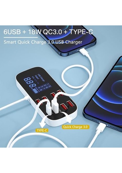 Ekran Hızlı Şarj USB Şarj Hub Tablet Cep Telefonu Şarj Adaptörü Hızlı Şarj Için iPhone Xiaomi Huawei Samsung | Cep Telefonu Şarj Cihazları (Yurt Dışından)