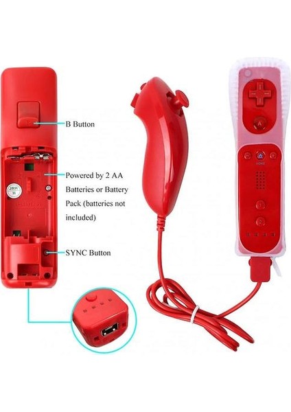 Nintendo Wii ve Wii U Konsolu Için Wii Uzaktan Kumanda (Kırmızı) (Yurt Dışından)