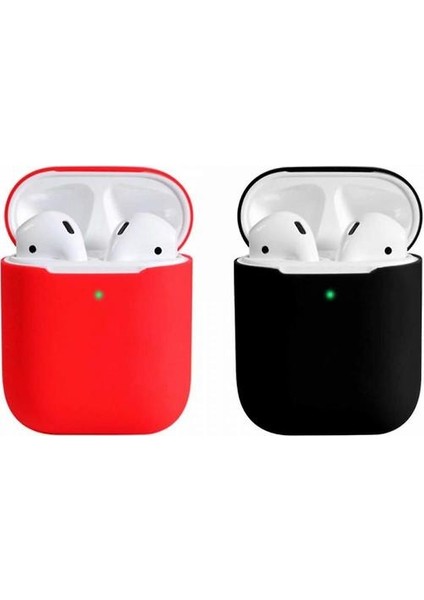 2 Paket Uyumlu Durumda Ultra Ince Yumuşak Kapak Silikon Koruyucu Cilt Apple Airpod Için 1 2 Kılıf (Kırmızı * Siyah) (Yurt Dışından)