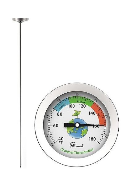 Kompost Termometresi Arka Bahçe Kompost Termometresi Paslanmaz Çelik Kadran Ideal Kompostlama Toprak Termometresi (Yurt Dışından)