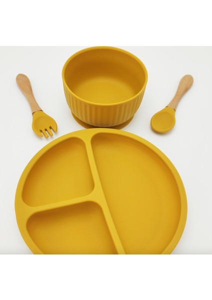 4-Piece Set Bebek Silikon Plaka Seti Çocuklar Besleme Kase Su Geçirmez Kaşık Kaymaz Çocuğun Silikon Bulaşıkları Çocuk Sofra Takımı | Yemekler (Yurt Dışından) fiyatları