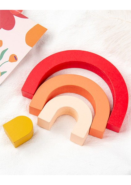 Montessori Ahşap Gökkuşağı Istifleme Eğitici Oyuncaklar Çocuklar Için Yaratıcı Gökkuşağı Yapı Taşları Şekiller Sıralama Okul Öncesi Hediye | (Yurt Dışından)