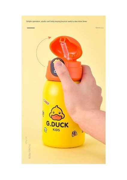 500ML Termos Fincan, Küçük Sarı Ördek Deseni Akıllı Çocuklar Için Uygun Samanlı Paslanmaz Çelik Termos Fincanını Taşımak Için Dışarı Çıkabilir (Yurt Dışından) modelleri