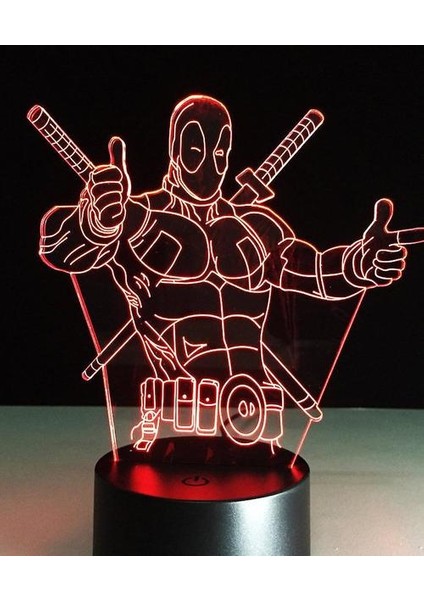 Deadpool Kids Yatak Odası Gece Işığı Masa Lambası 3D LED Gece Işık USB (Yurt Dışından)