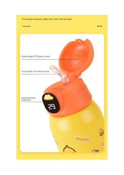 500ML Termos Fincan, Küçük Sarı Ördek Deseni Akıllı Çocuklar Için Uygun Samanlı Paslanmaz Çelik Termos Fincanını Taşımak Için Dışarı Çıkabilir (Yurt Dışından) fiyatları