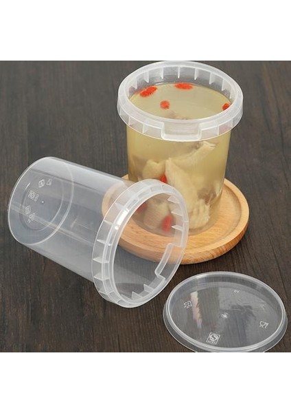 10 Parça Bir Kez Kase Tek Kullanımlık Paket Çorba Kupası Mühürlü Sızdırmaz Kapak Paket Servis Gel-Al Taşınabilir Ev Öğle Yemeği Kutusu Mikrodalga Yuvarlak Varil | Saklama Torbaları (Yurt Dışından)