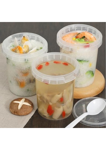 10 Parça Bir Kez Kase Tek Kullanımlık Paket Çorba Kupası Mühürlü Sızdırmaz Kapak Paket Servis Gel-Al Taşınabilir Ev Öğle Yemeği Kutusu Mikrodalga Yuvarlak Varil | Saklama Torbaları (Yurt Dışından) fırsatları