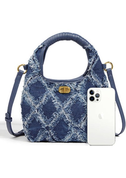 Denim Niş Tasarım Çantaları, Elmas Tote Çanta Messenger Çantası, Kova Tote Dilenci Çantası (Yurt Dışından)