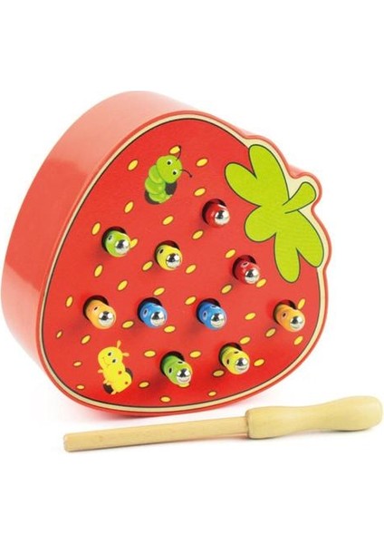 Bebek Ahşap Oyuncaklar 3D Bulmaca Erken Çocukluk Eğitici Oyuncaklar Solucan Oyunu Renk Bilişsel Manyetik Çilek / Apple | Gags & Amp;pratik Şakalar (Yurt Dışından)
