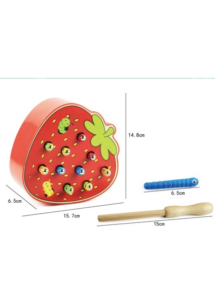 Bebek Ahşap Oyuncaklar 3D Bulmaca Erken Çocukluk Eğitici Oyuncaklar Solucan Oyunu Renk Bilişsel Manyetik Çilek / Apple | Gags & Amp;pratik Şakalar (Yurt Dışından)