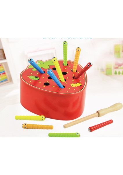 Bebek Ahşap Oyuncaklar 3D Bulmaca Erken Çocukluk Eğitici Oyuncaklar Solucan Oyunu Renk Bilişsel Manyetik Çilek / Apple | Gags & Amp;pratik Şakalar (Yurt Dışından)
