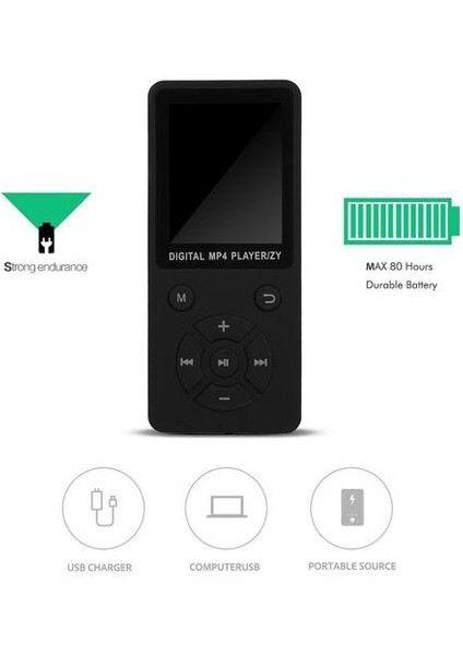 Taşınabilir Bluetooth Mp3 Çalar Spor Walkman ile 3.5mm Kulaklık 1.8 (Yurt Dışından)