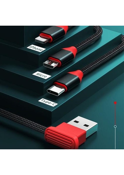 Siyah 3 1 USB Kablo Tipi C Mikro Hızlı Şarj Kablosu Naylon Tel Manyetik Kutu Veri Hattı Yıldırım iphone Huawei Samsung Xiaomi (Yurt Dışından)