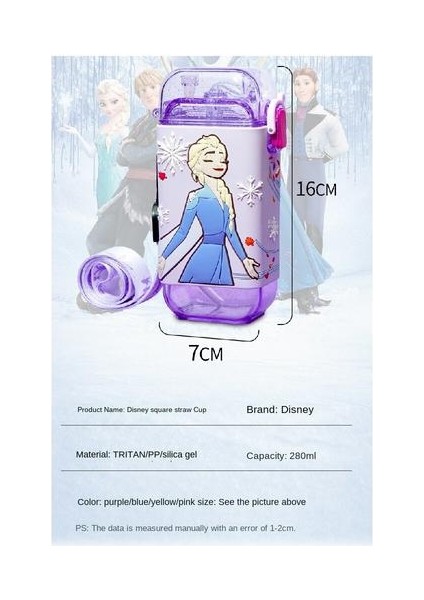 280ML Kare Saman Fincan, Karikatürlü Dondurulmuş Desenli Çocuklar Için Uygun Samanlı Saman Kabı (Yurt Dışından) fiyatları