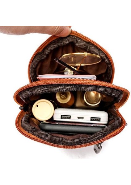 Retro Moda Yıkanmış Yumuşak Deri Küçük Kare Çanta, Tek Omuzlu Çapraz Gövde Çok Katmanlı Cep Telefonu Çantası (Yurt Dışından)