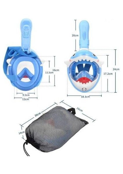 Çizgi Film Katlanabilir Tam Yüz Şnorkel Maskesi Çocuklar Için (Dinozor) (Yurt Dışından)