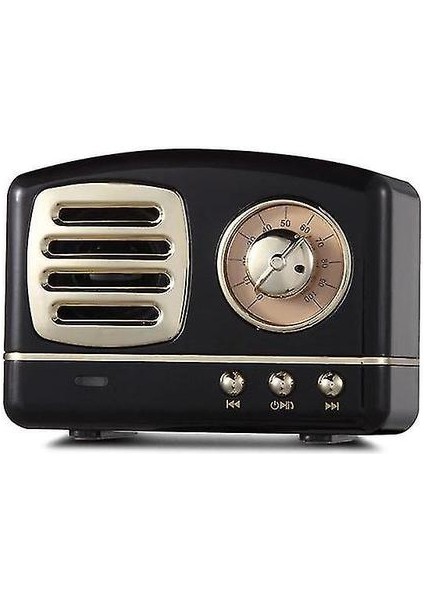 Retro Bluetooth Kablosuz Mini Taşınabilir Hoparlör 3D Stereo Surround Subwoofer Hoparlörler (Siyah) (Yurt Dışından)