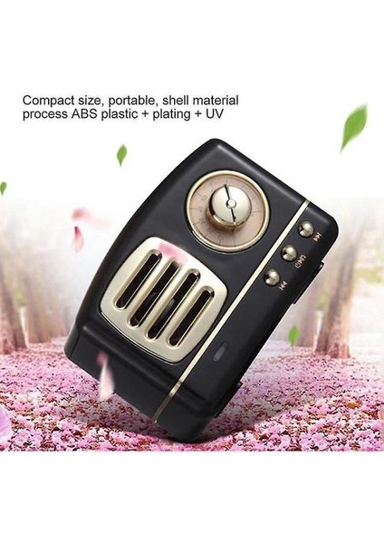 Retro Bluetooth Kablosuz Mini Taşınabilir Hoparlör 3D Stereo Surround Subwoofer Hoparlörler (Siyah) (Yurt Dışından)