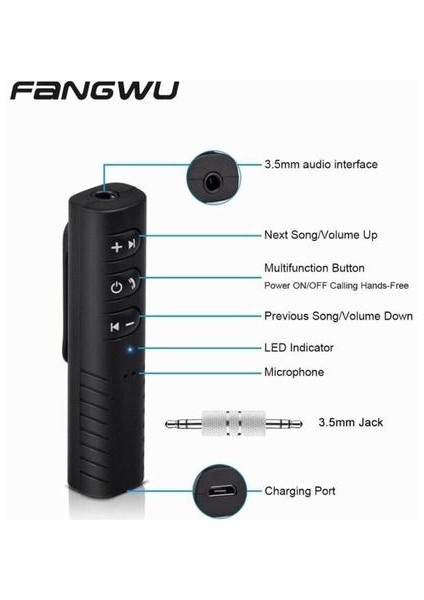 3.5mm Jack Kablosuz Bluetooth Alıcı Ses Adaptörü Araba Aux Kulaklık Hoparlör (Yurt Dışından)