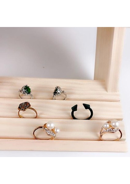 2 Katmanlı Ahşap Küpe Yüzük Tutucu Standı Takı Tutucu (Yurt Dışından)